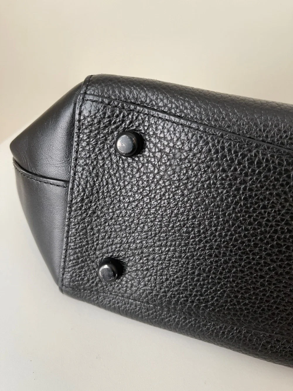 Black Leather Satchel Tote - Picture 9 of 10